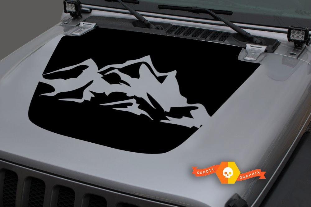  Hood Vinyl Mountains Blackout Decal for 18-19 Jeep Wrangler JL #1