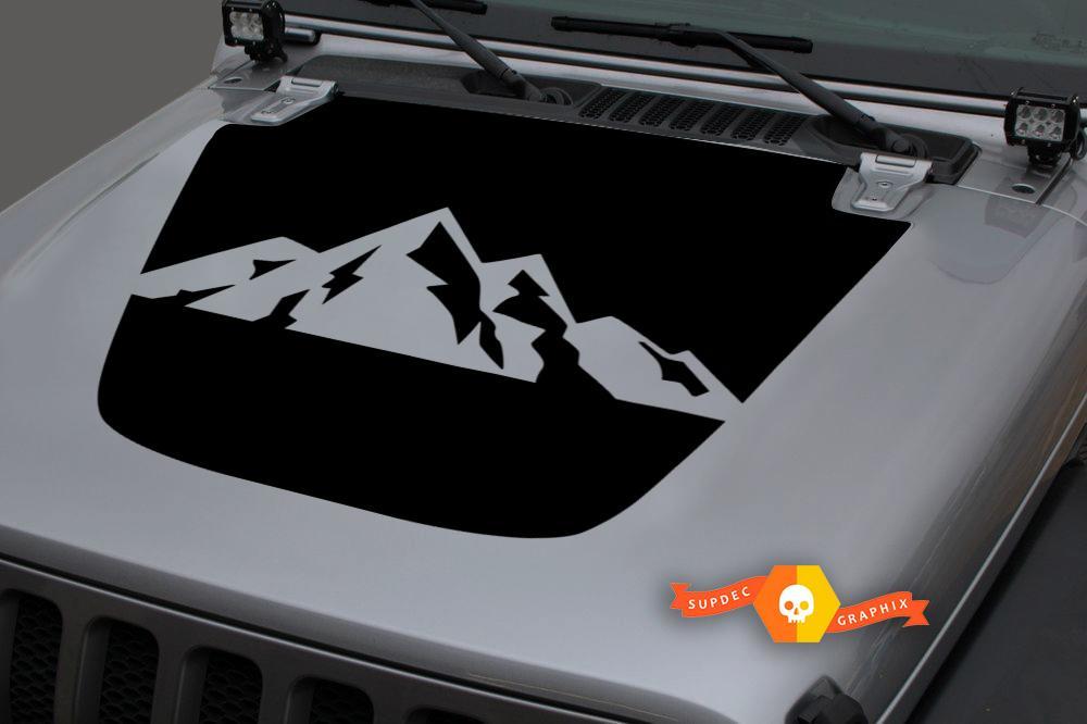 Hood Vinyl Mountains Blackout Aufkleber für 18-19 Jeep Wrangler JL # 2