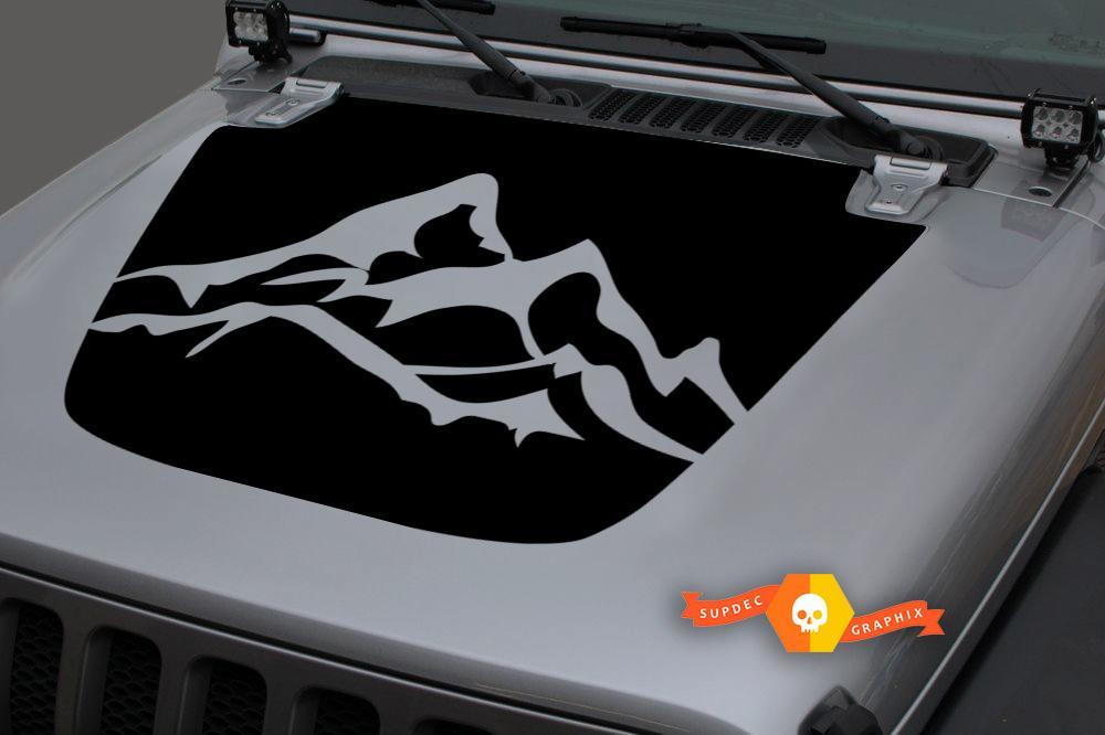  Hood Vinyl Rocky Mountains Blackout Decal for 18-19 Jeep Wrangler JL #3