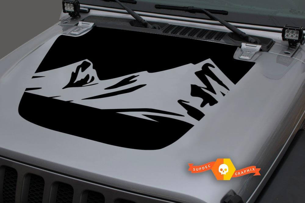 Mountains Blackout Hood Vinyl Decal Sticker 2 for Jeep Wrangler JL