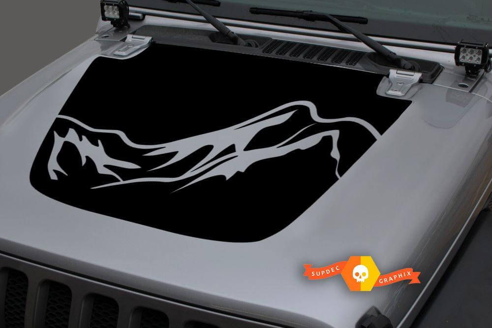 Mountains Blackout Hood Vinyl Decal Sticker for Jeep Wrangler JL