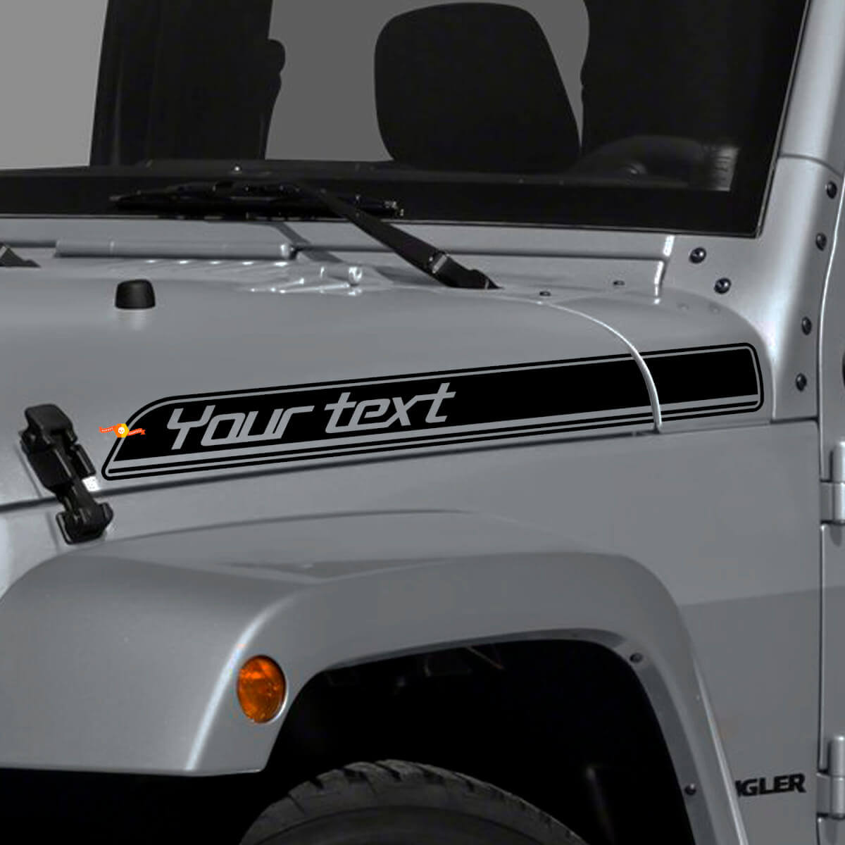 Custom Text Outline Hood Side Stripe Vinyl Decal Kit for Jeep Wrangler