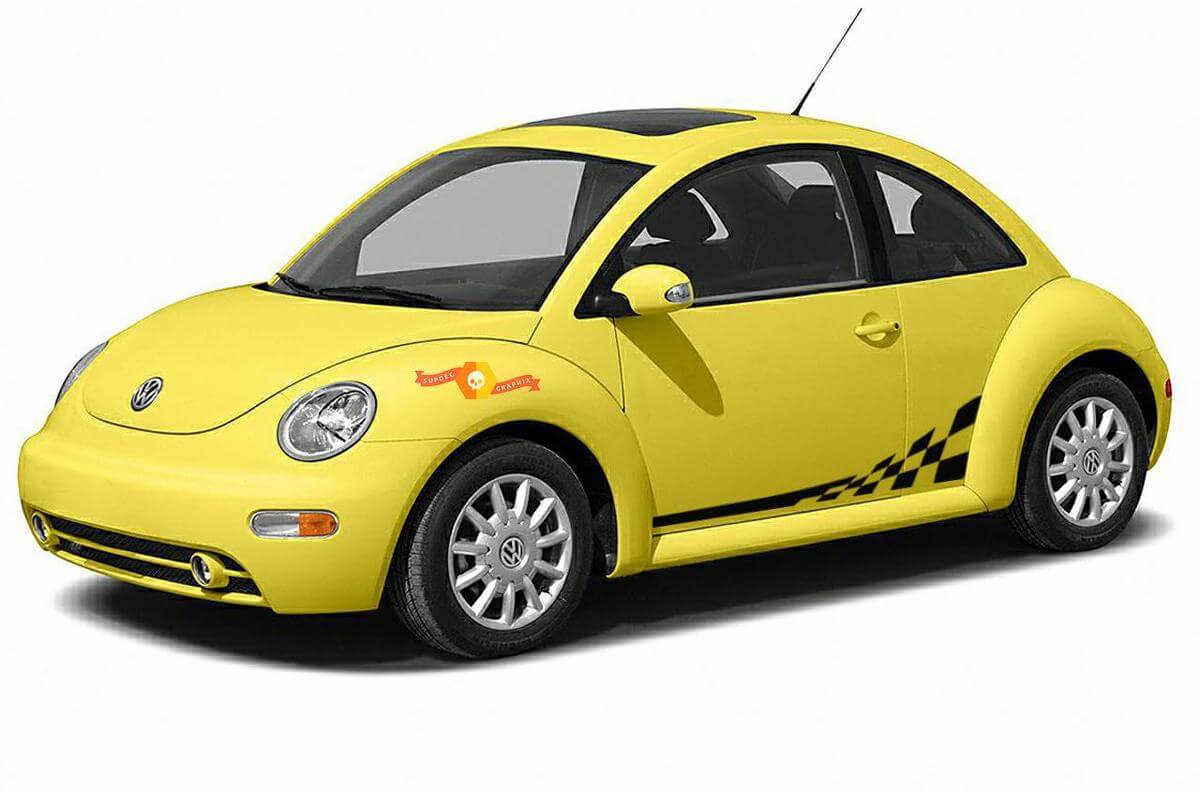 Checkered Flag Side Stripes Vinyl Decal For Volkswagen Beetle 1998-2011
