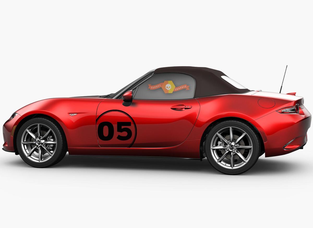 Mazda MX5 Miata door panel side graphics decal racing number