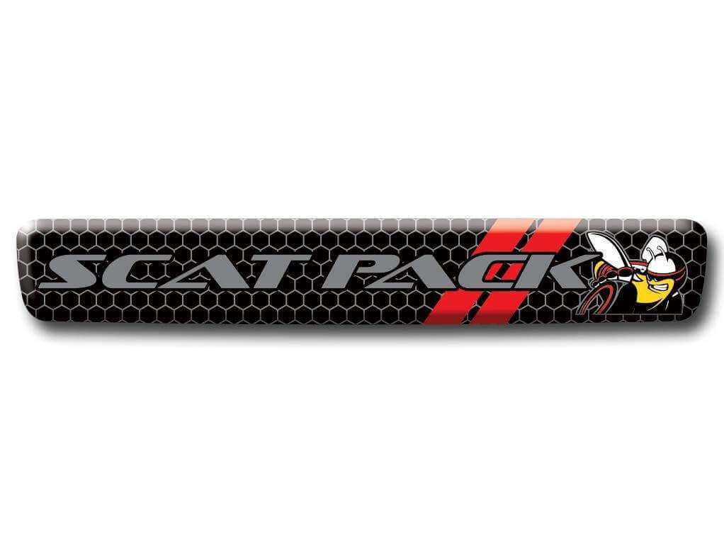 Steering Wheel Logo Scat Pack Grey Bee Red stripes emblem domed Sticker Decal Challenger Charger Scatpack