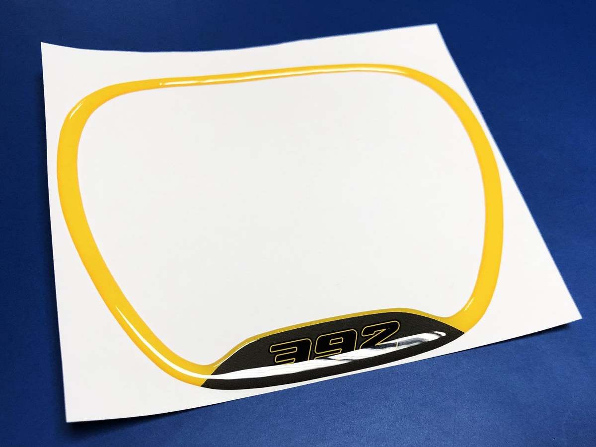 Steering WHEEL TRIM RING 392 Yellow emblem domed decal Challenger Charger