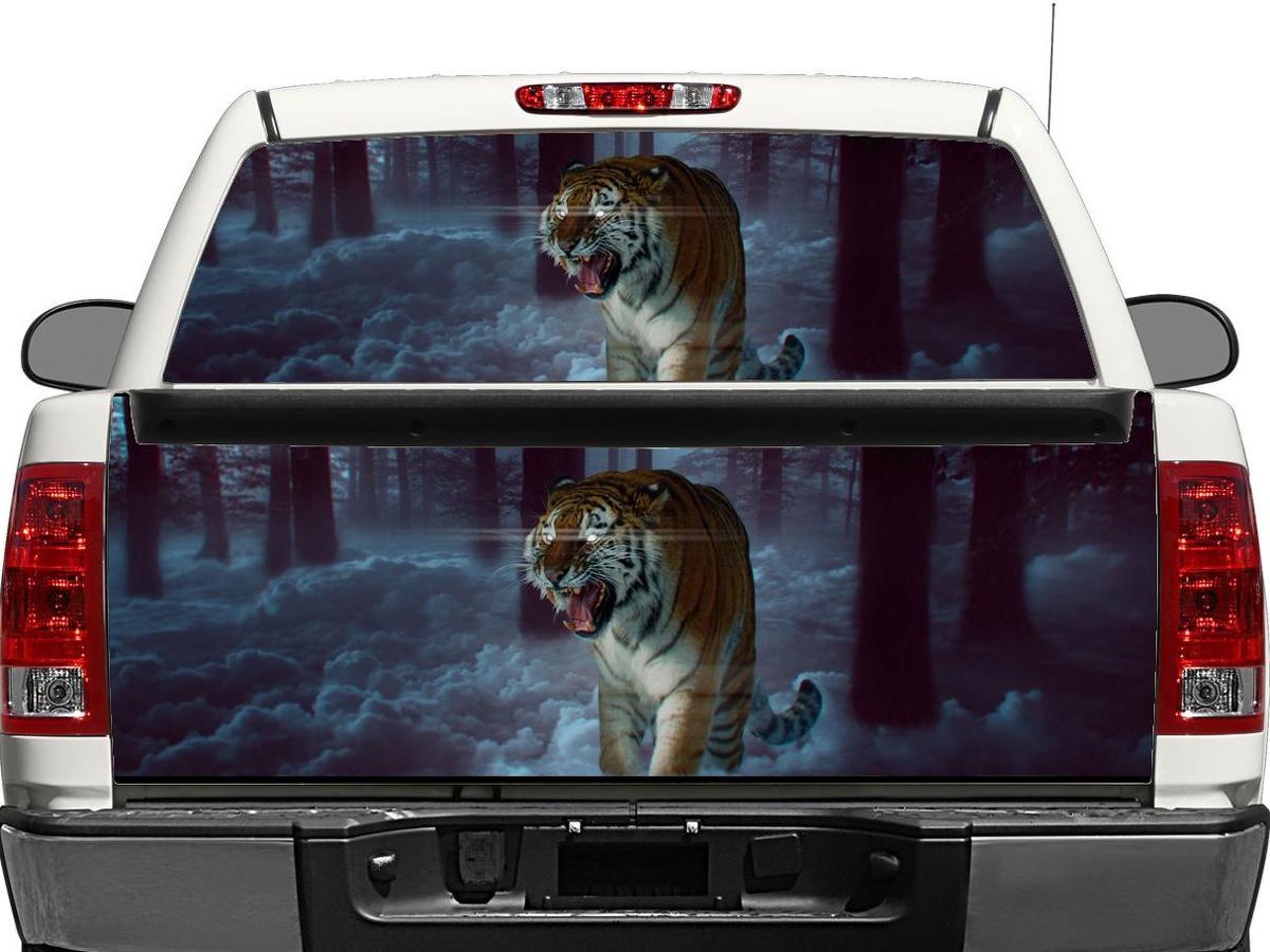 Tiger in moon forest Rear Window OR tailgate Decal Sticker Pick-up Truck SUV Car