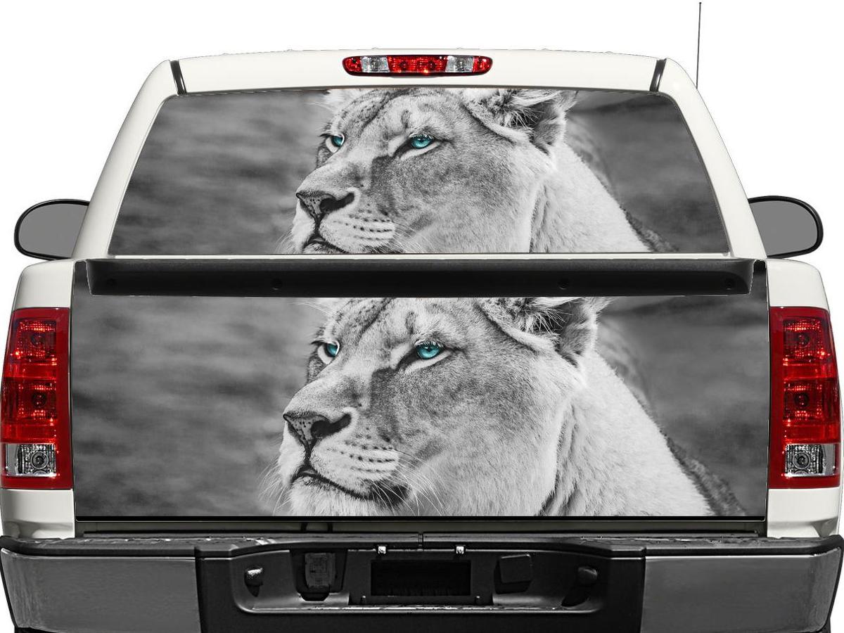 BW Lion LIONE Bianco e nero finestra posteriore o tailgate Decalcomanie Adesivo Pick-up Truck SUV