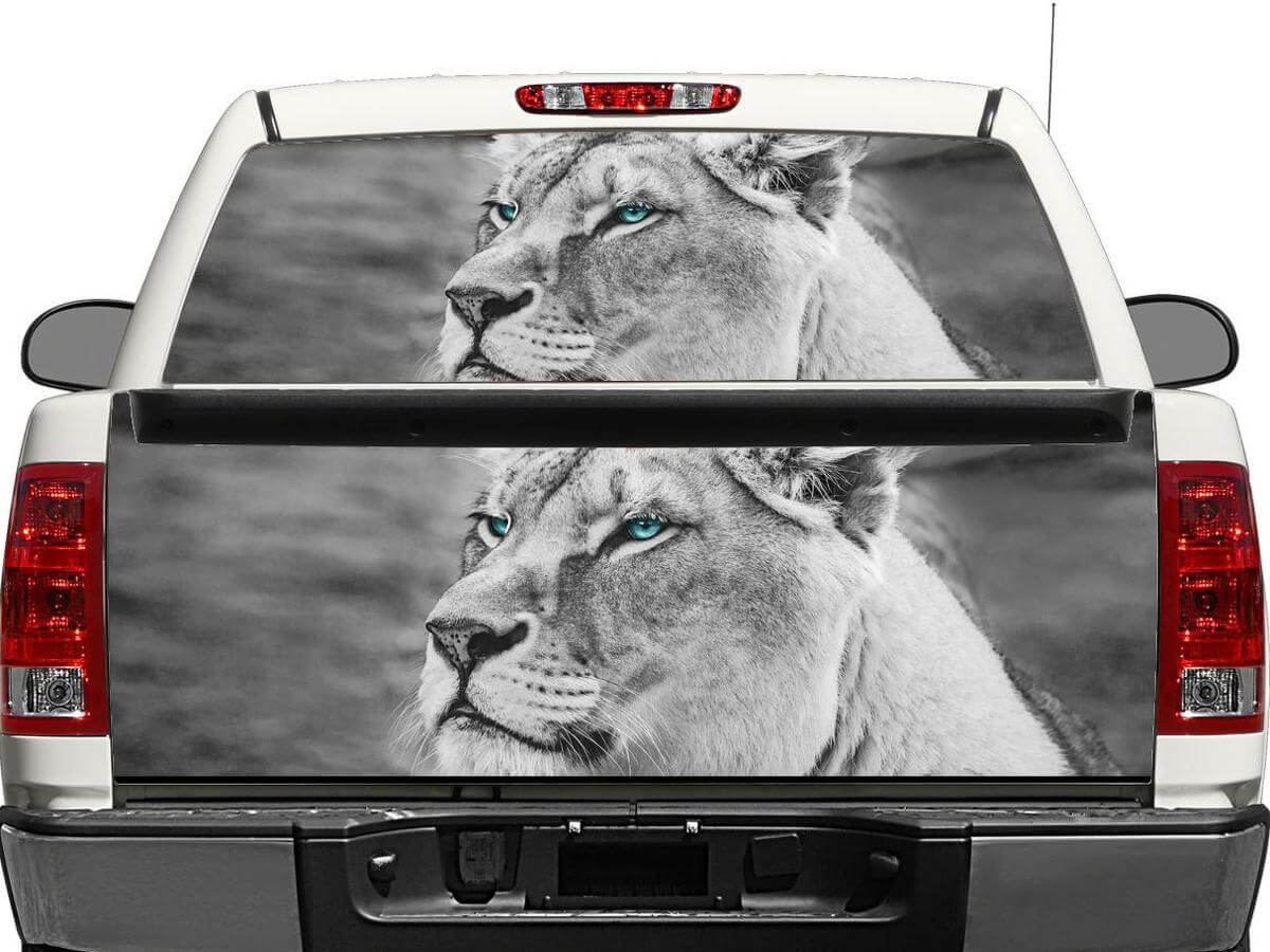 White Lion Rear Window or Tailgate Vinyl Decal for Pickup Truck SUV
