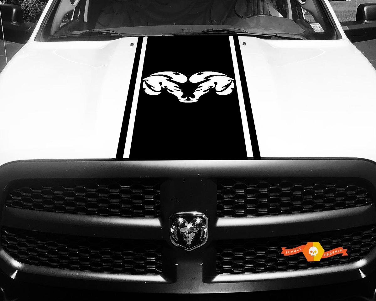 Dodge Ram 1500 Vinyl Decal HOOD Ram Head Racing HEMI Stripe Stickers #35