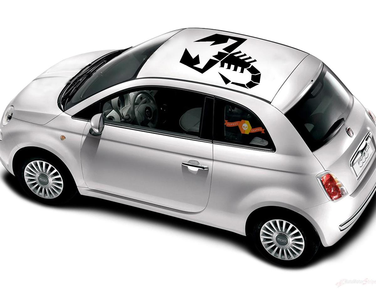 Fiat 500 Vinyl Racing Scorpion Logo Roof Stripe Decal Sticker 58