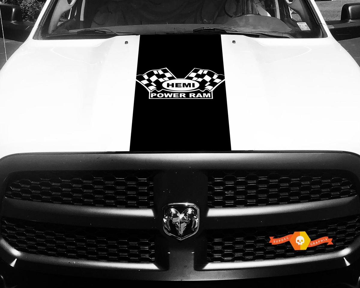  Dodge Ram Decal Vinyl Checkered Flag Hemi Power Ram Hood Racing Stripe Sticker #60