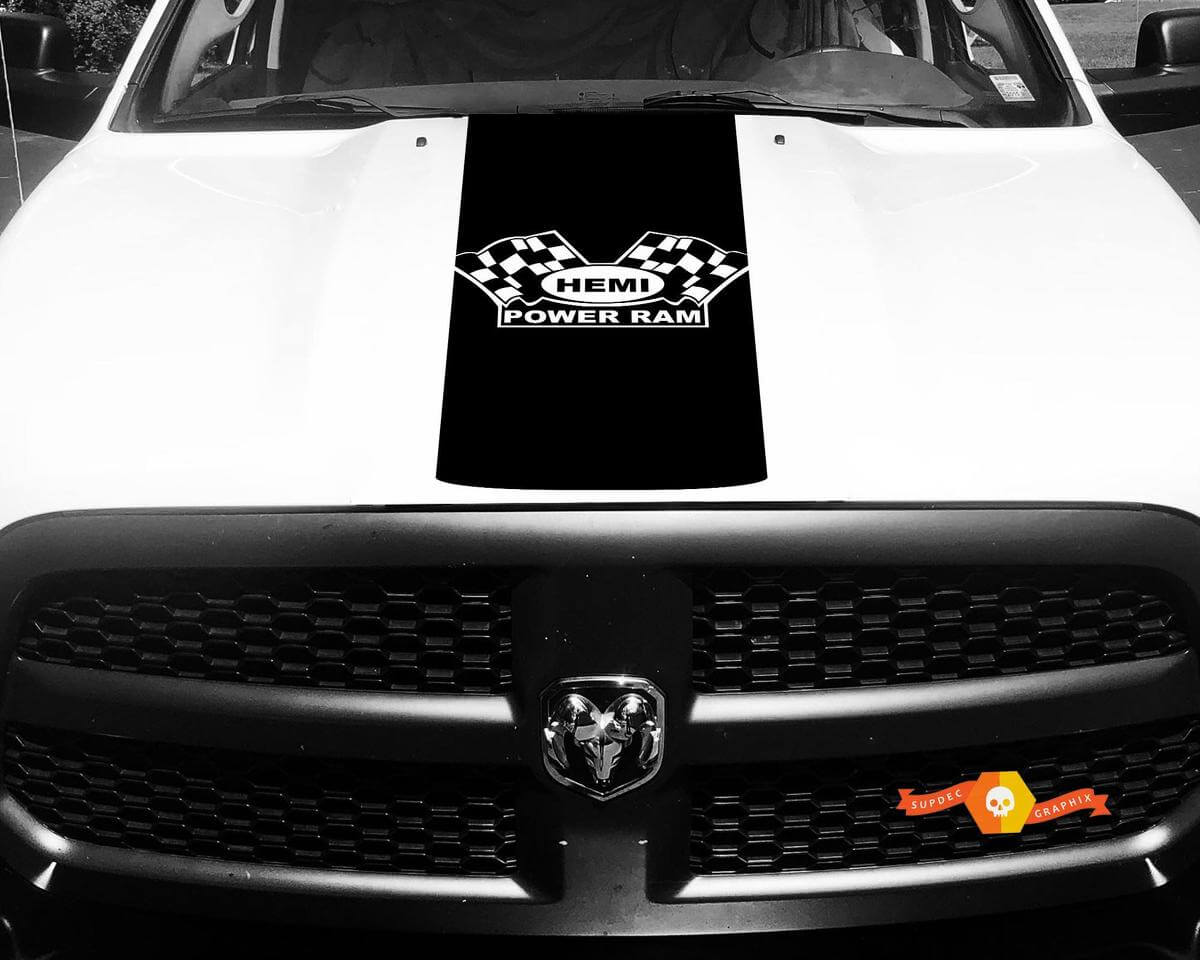 Decal Vinyl Checkered Flag Power Ram Hood Racing Stripe Sticker #61 for Dodge Ram