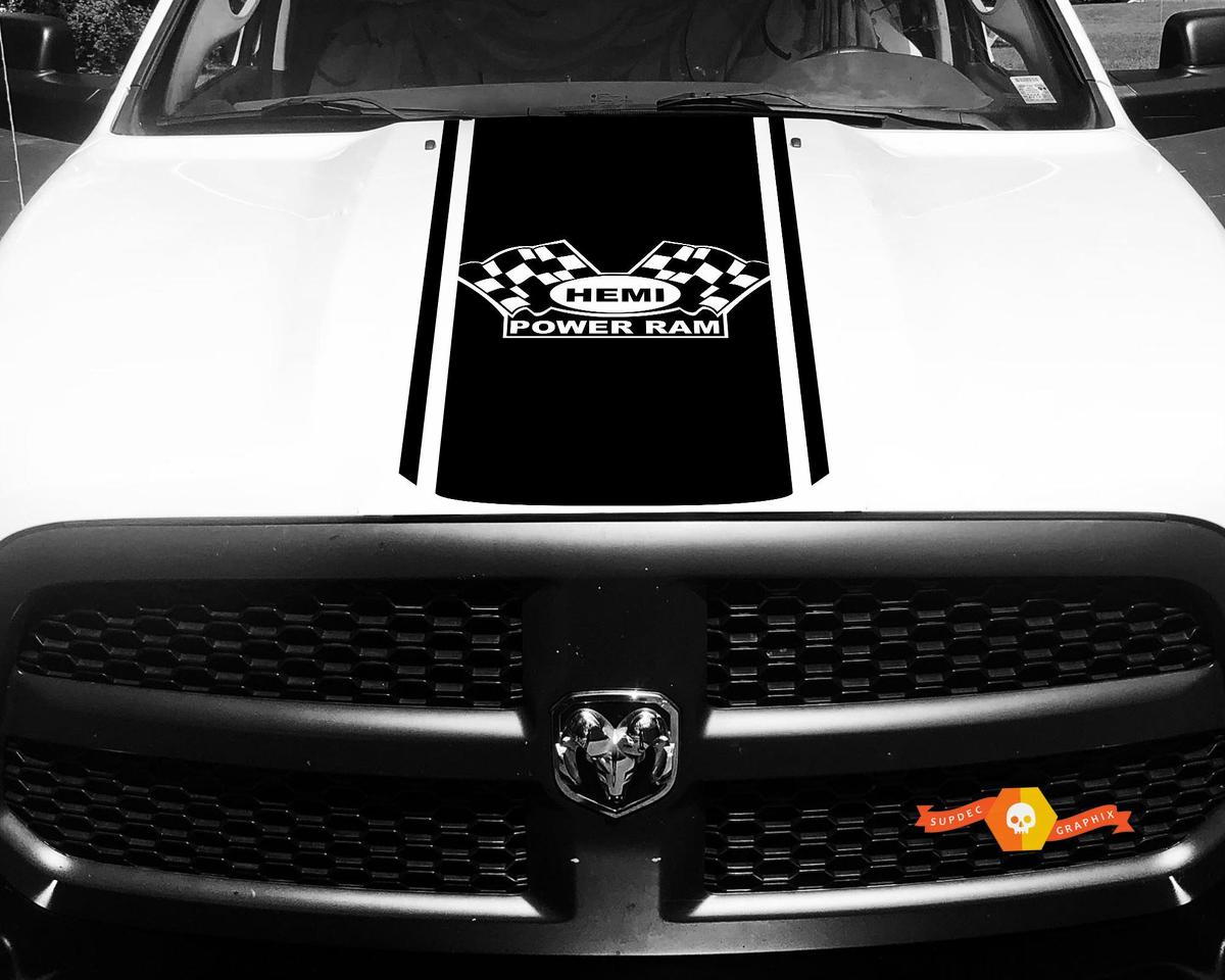  Dodge Ram Decal Vinyl Checkered Flag Hemi Power Ram Hood Racing Stripe Sticker #63