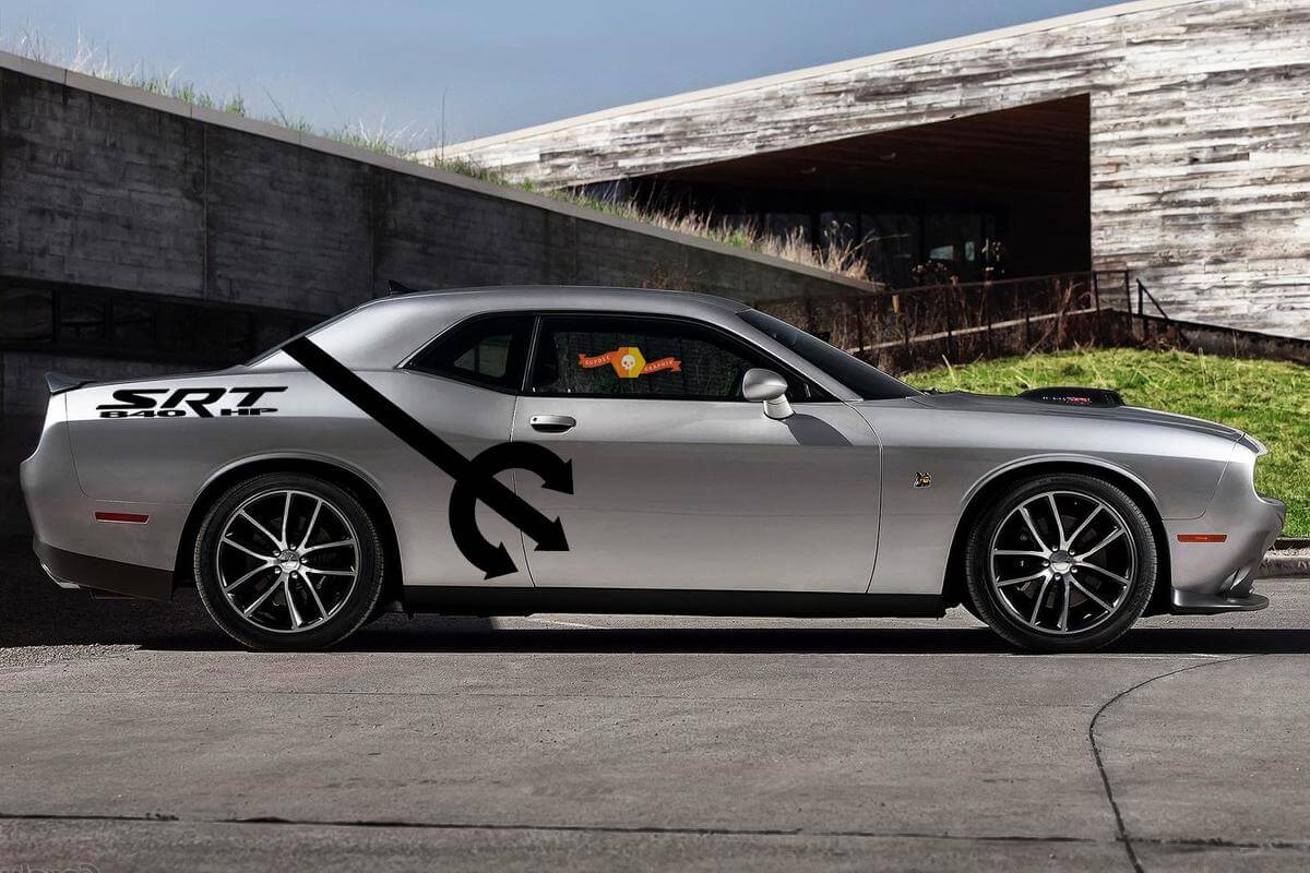 2 Side Demon Pitchfork 840 HP Side Vinyl Decals Graphics Sticker-3 for Dodge Challenger