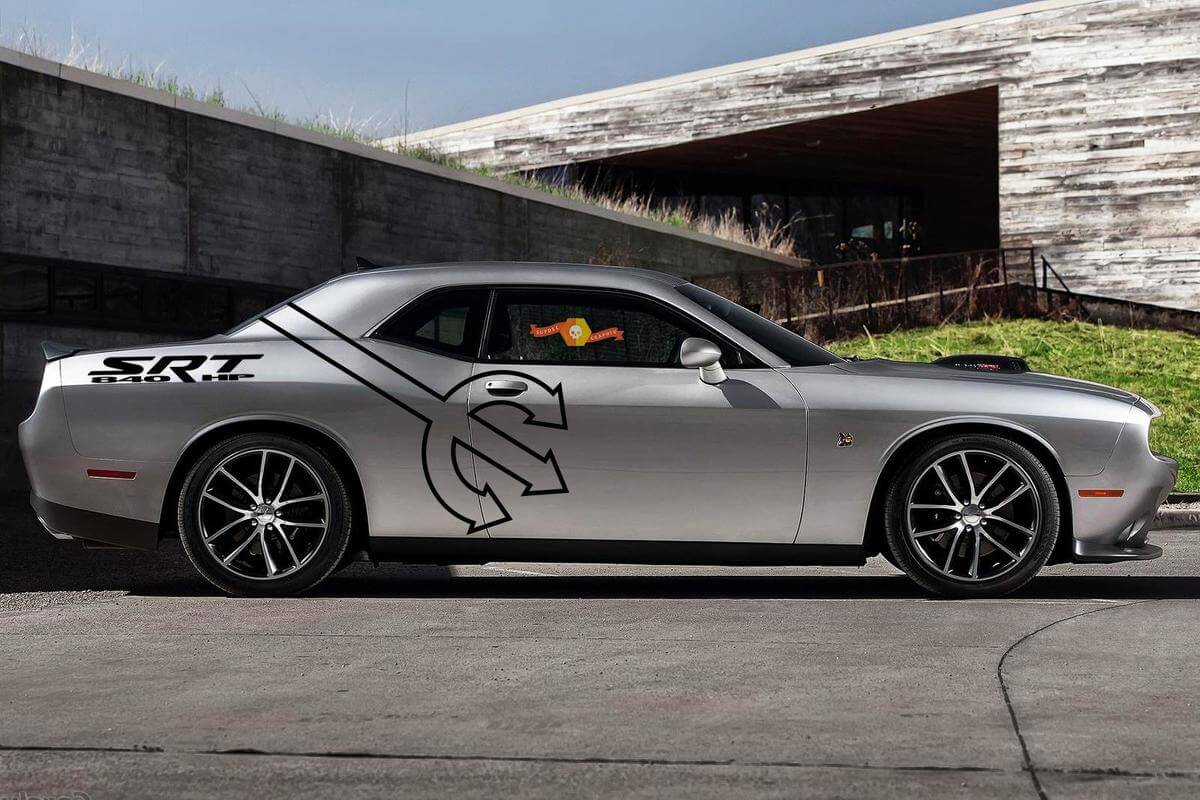 2 Side Demon Pitchfork 840 HP Side Vinyl Decals Graphics Sticker-4 for Dodge Challenger