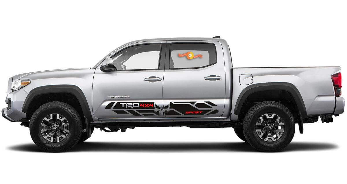 Punisher Skull TRD-Style Side Vinyl Decal Kit For Toyota Tacoma 2016-2020 