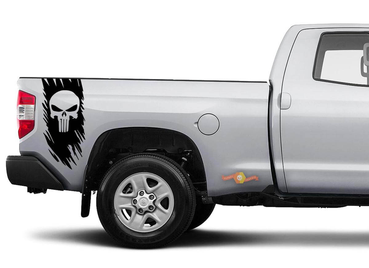 Punisher Skull Side Vinyl Decal For Toyota Nissan Chevy Trucks