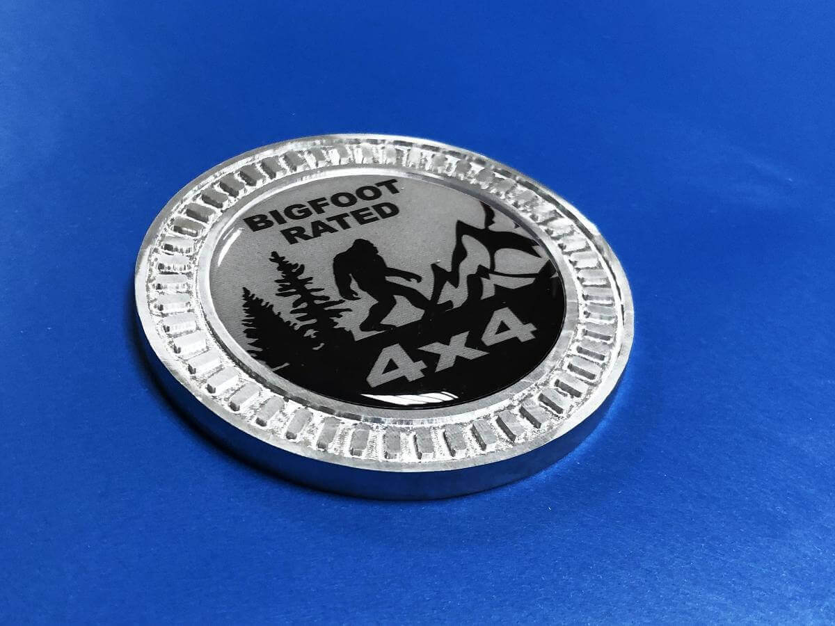 Bigfoot Rated 4x4 Metal Aluminum Bedside Emblem Vinyl Decal for Jeep Wrangler 