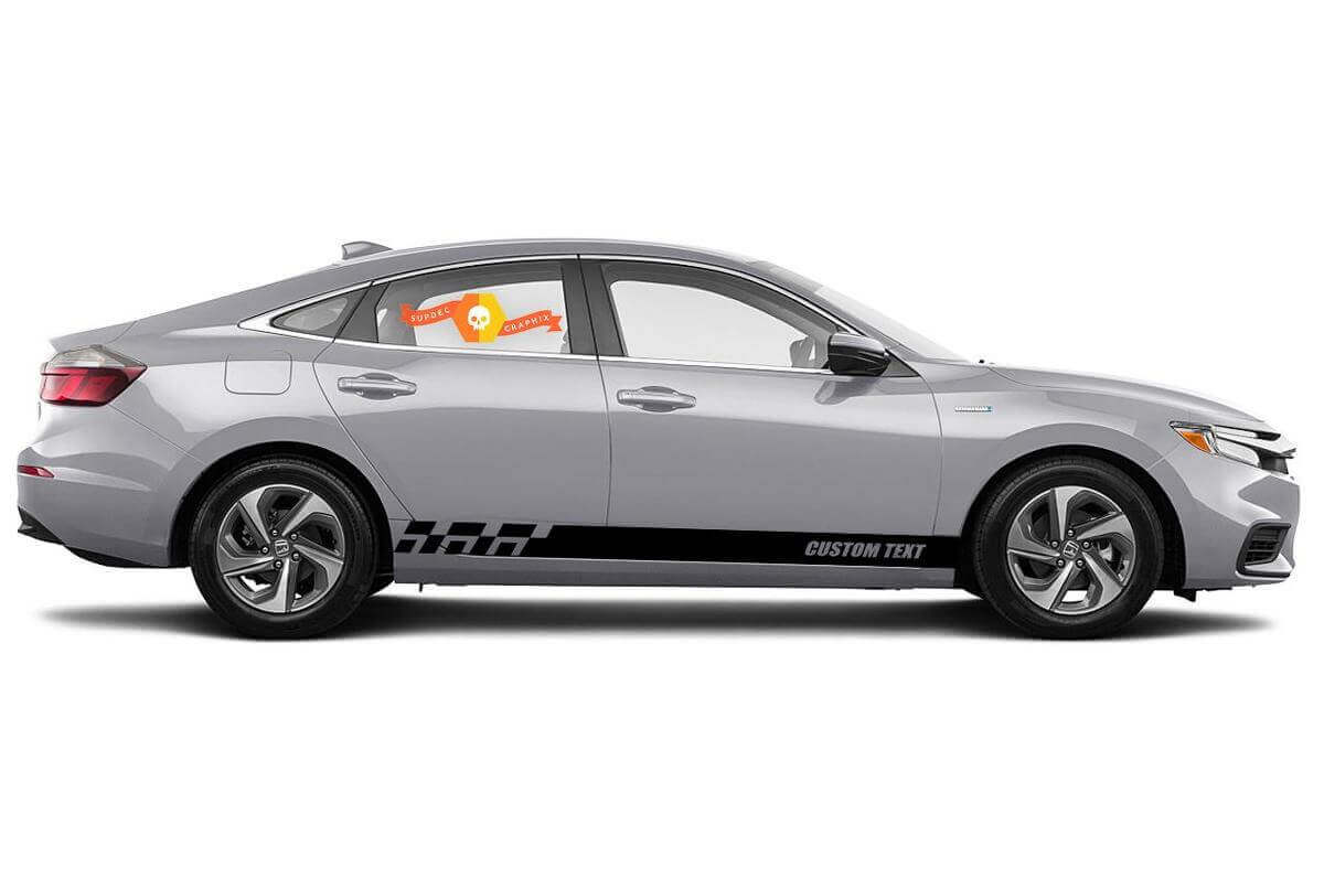 Racing rocker panel stripes vinyl decals stickers for 1999 - 2019 Honda Insight EX style #4