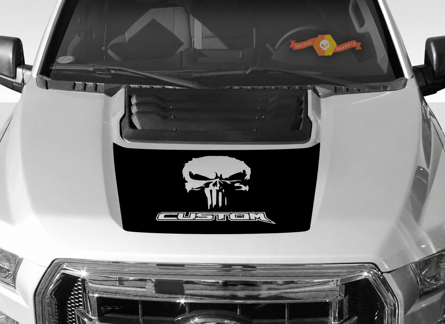 Punisher SVT Hood Racing Stripe Graphics Vinyl Stickers Decals for Musclecar truck power truck 2015-2019 8422