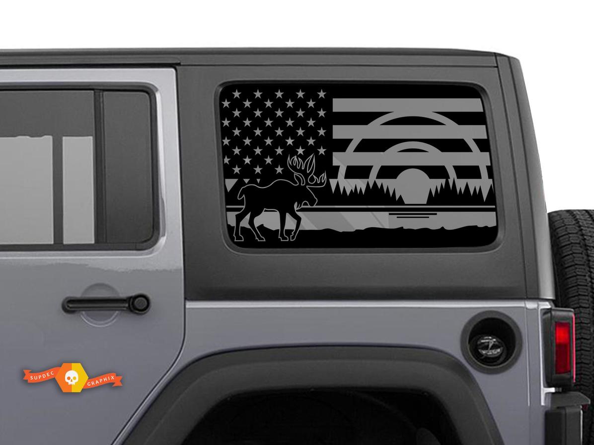 Jeep Wrangler Rubicon Hardtop USA Flagge Elch Wald Windschutzscheibe Aufkleber JKU JLU 2007-2019 oder Tacoma 4Runner Tundra Subaru Ladegerät Challenger - 10