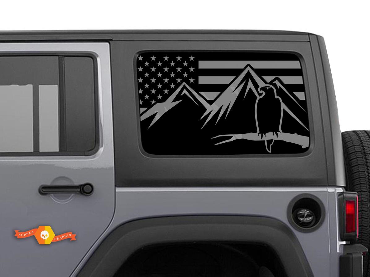 Jeep Wrangler Rubicon Hardtop USA Flagge Eagle Mountains Windschutzscheibenaufkleber JKU JLU 2007-2019 oder Tacoma 4Runner Tundra Subaru Ladegerät Challenger - 16