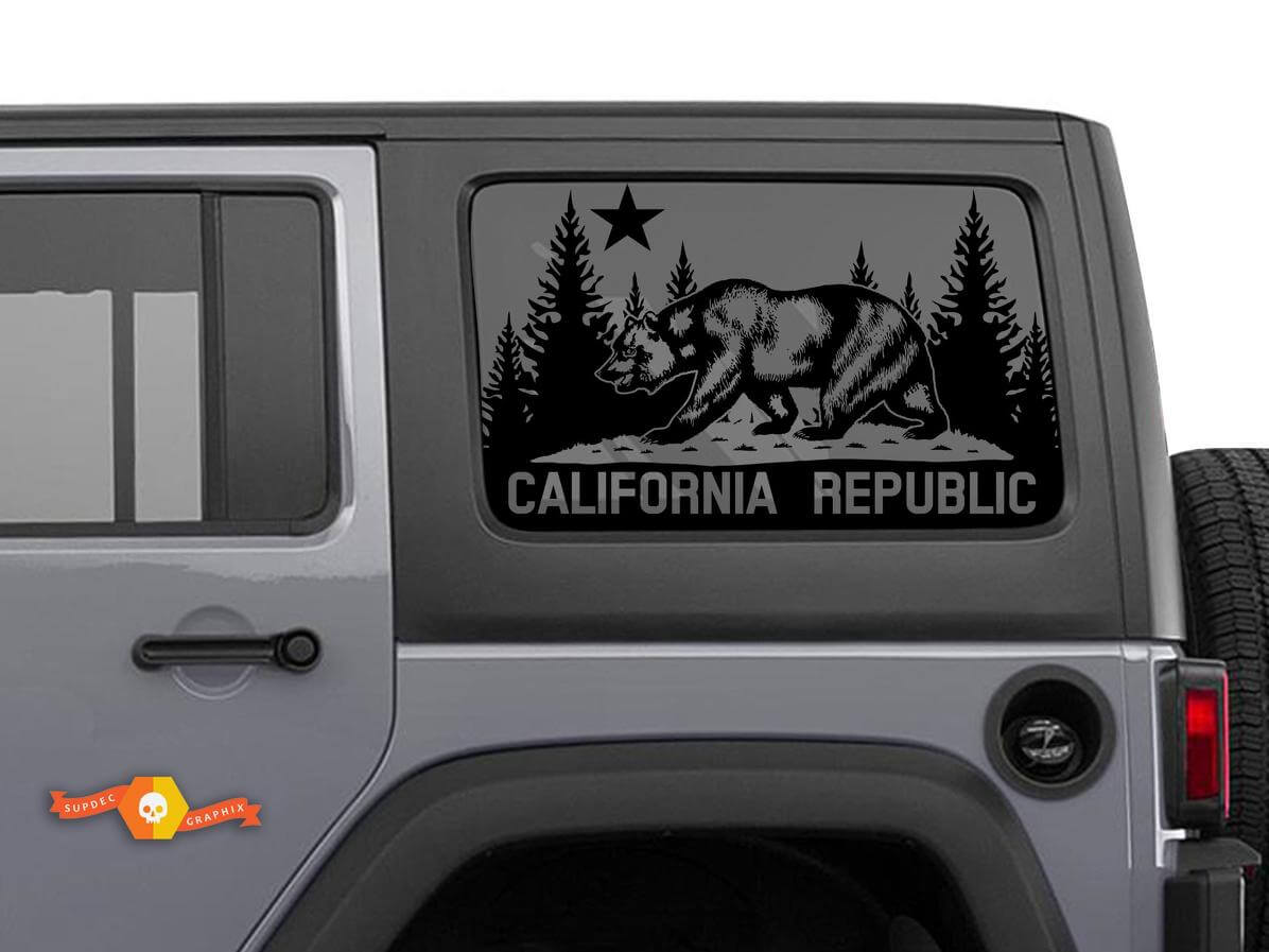 California Republic Bear Decal for Jeep Wrangler Rear Window