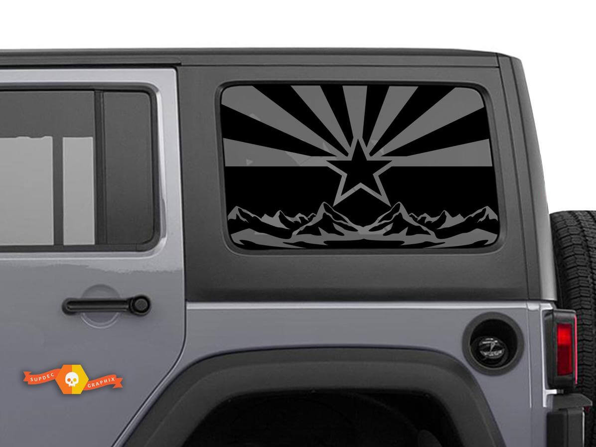 Flag Arizona Wilderness Windshield Sticker Decal For Jeep Wrangler Rubicon Hardtop JKU JLU 2007-2019 or Tacoma 4Runner Tundra Charger Challenger