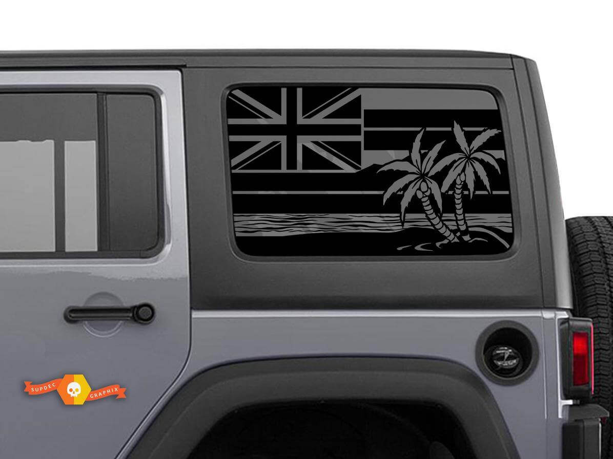 Hawaii Flag Side Window Vinyl Decal Sticker for Jeep Wrangler 2007-2019