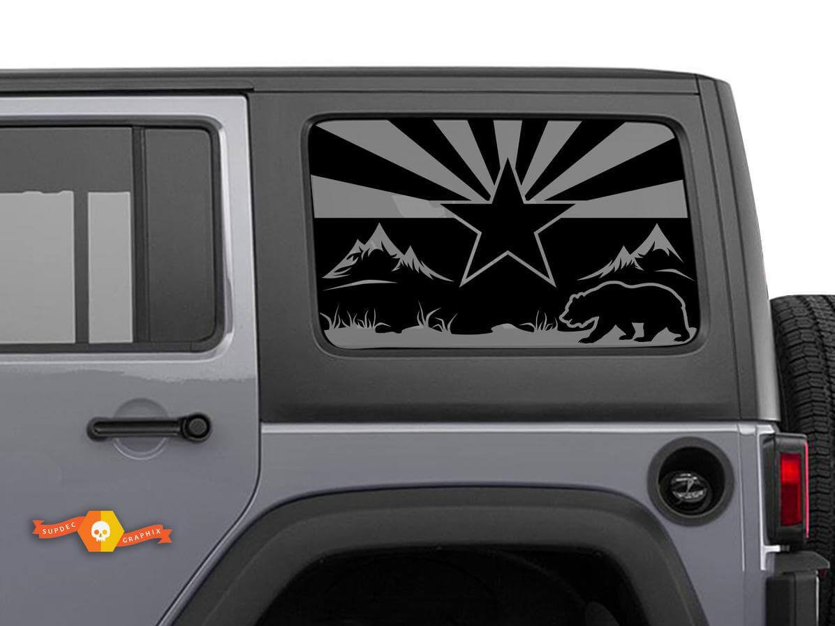 California Bear and Star Decal for Jeep Wrangler Rear Window Design