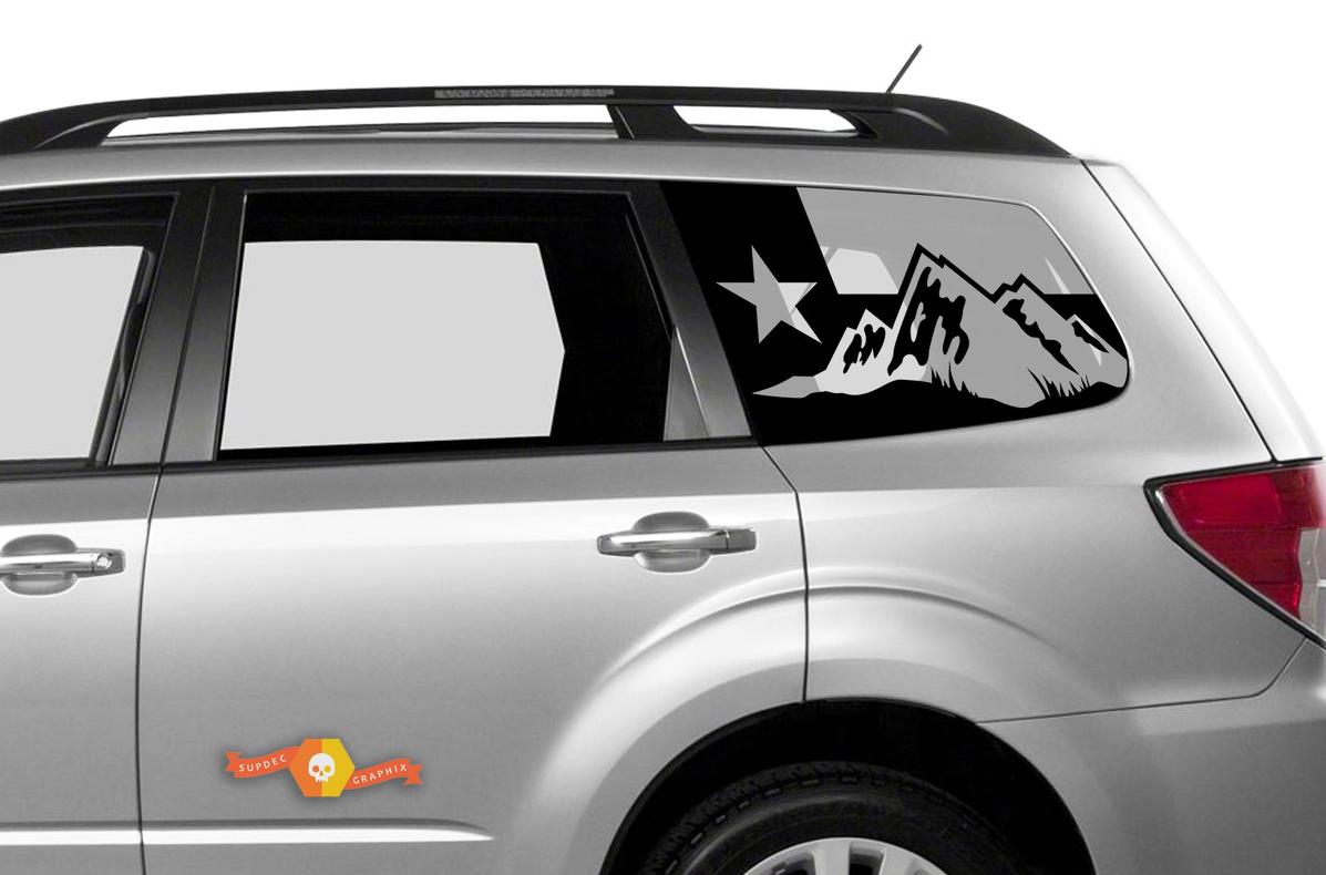 Subaru Ascent Forester Hardtop Texas Flag Mountains Forest Windshield Decal JKU JLU 2007-2019 or Tacoma 4Runner Tundra Dodge Challenger Charger Wrangler Rubicon - 91
