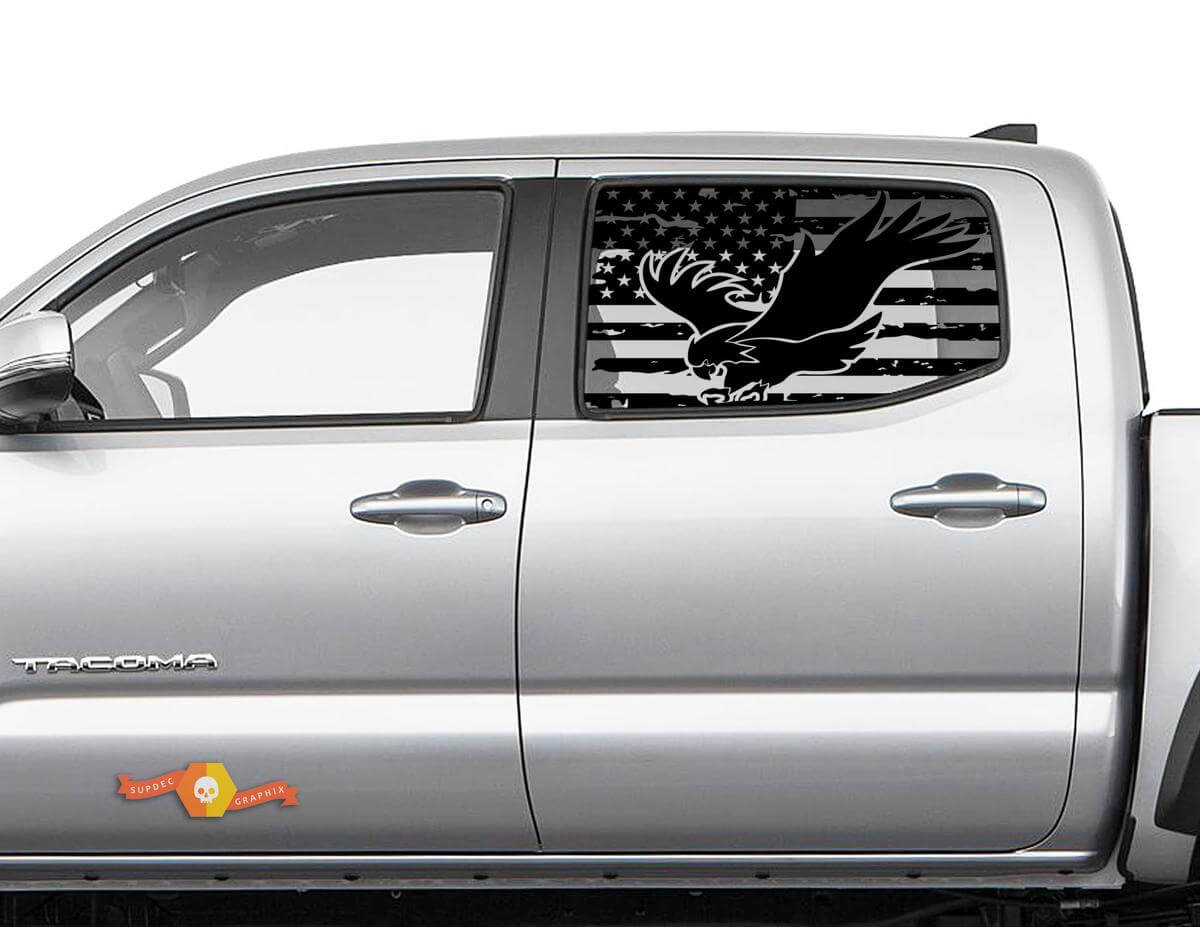 USA Flag Eagle Side Window Vinyl Decal for Toyota Tacoma