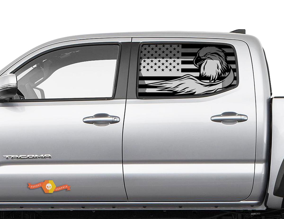 TOYOTA TACOMA 4RUNNER TUNDRATE HARDTOP USA Flag Bald Bagle Windshield Decal JKU JLU 2007-2019 o Dodge Challenger Charger Subaru Ascent Forester Wrangler Rubicon - 116