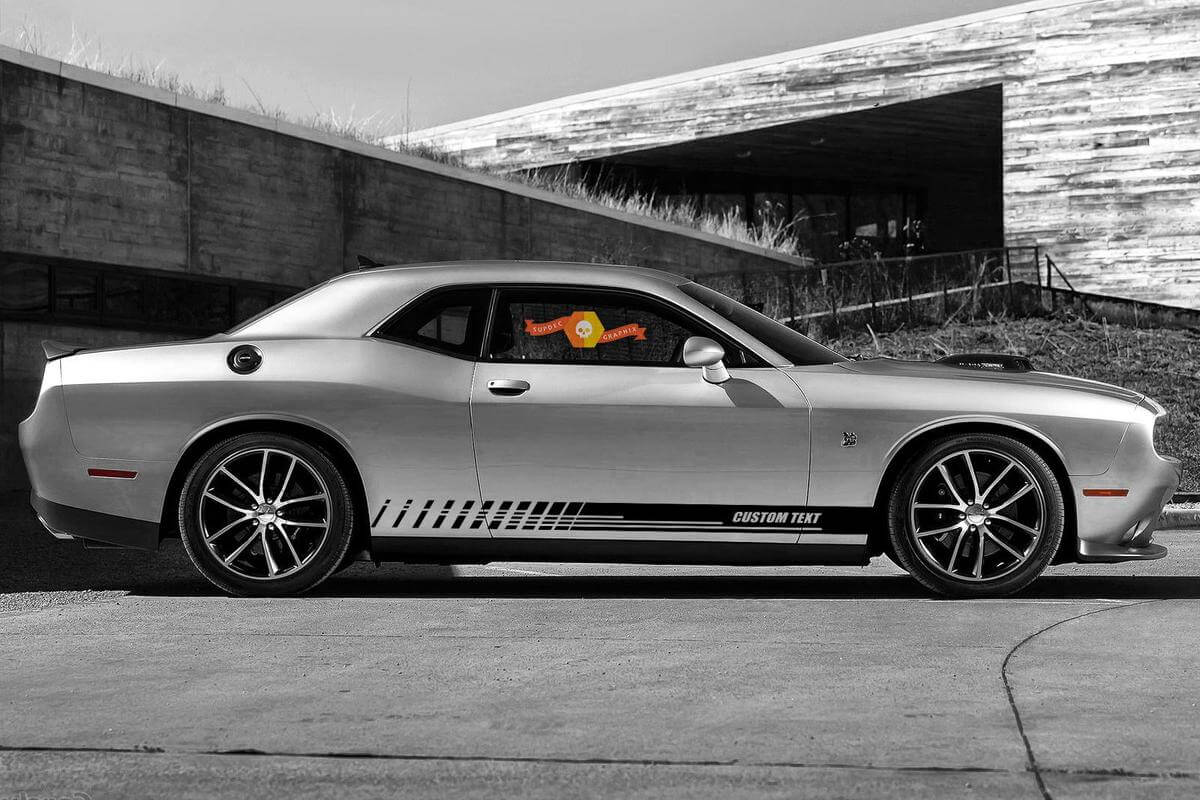 Racing rocker panel stripes vinyl decals stickers for Dodge Challenger