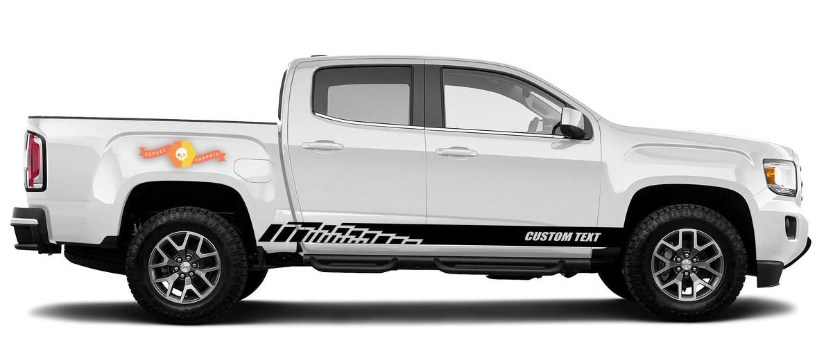 Rear Side Bed Custom Racing Stripes Compatible with Gmc Canyon Sierra Performance 4x4 Vinyl Stickers decals Graphics