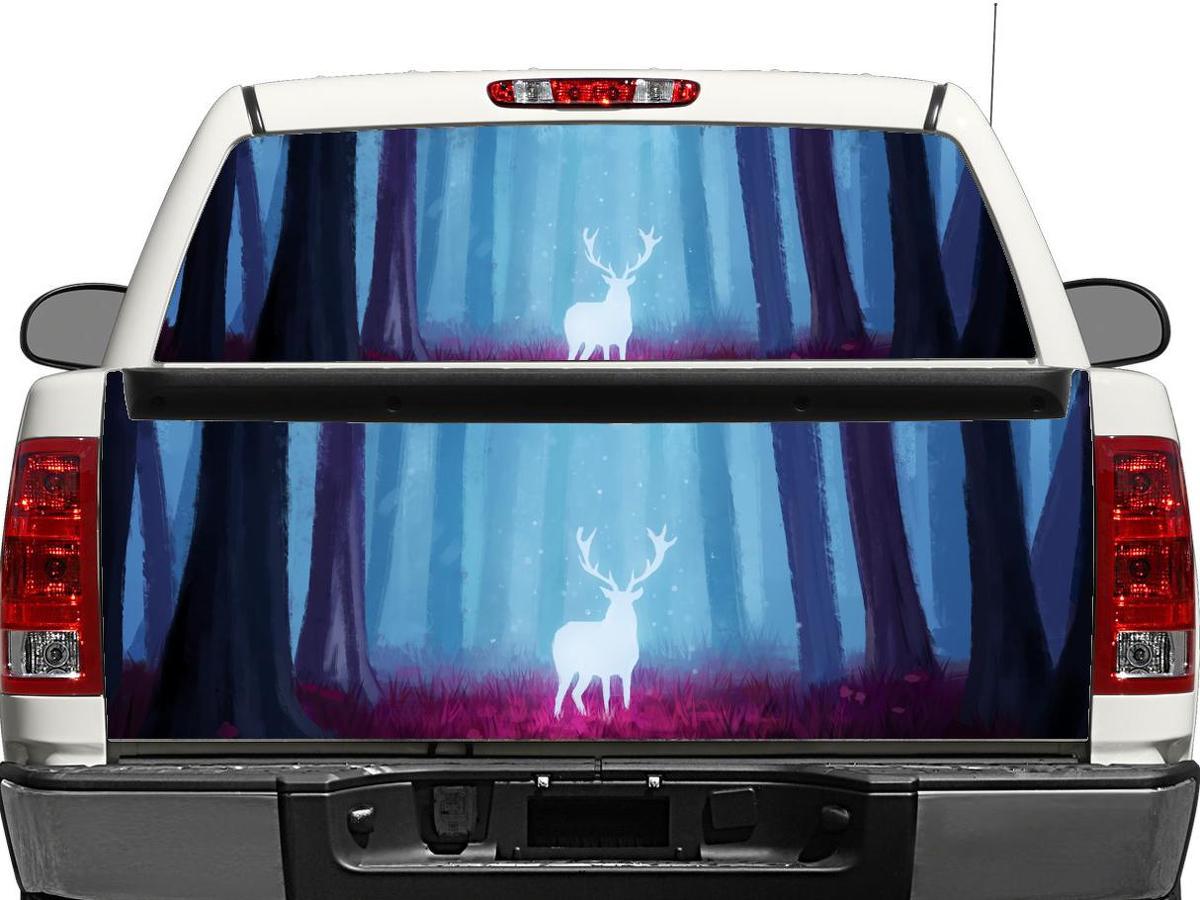 Deer Moose in the violet forest Autumn Rear Window OR tailgate Decal Sticker Pick-up Truck SUV Car