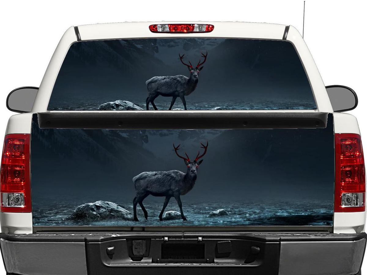 Deer Moose con los ojos rojos Ventana trasera o de la puerta trasera Etiqueta Etiqueta Pick-Up Truck Suv Car
