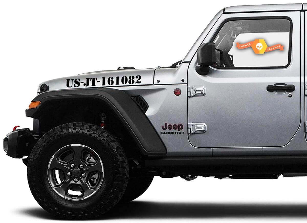 Custom Text Hood Vinyl Decal Kit for Jeep Gladiator JT Wrangler JL JLU