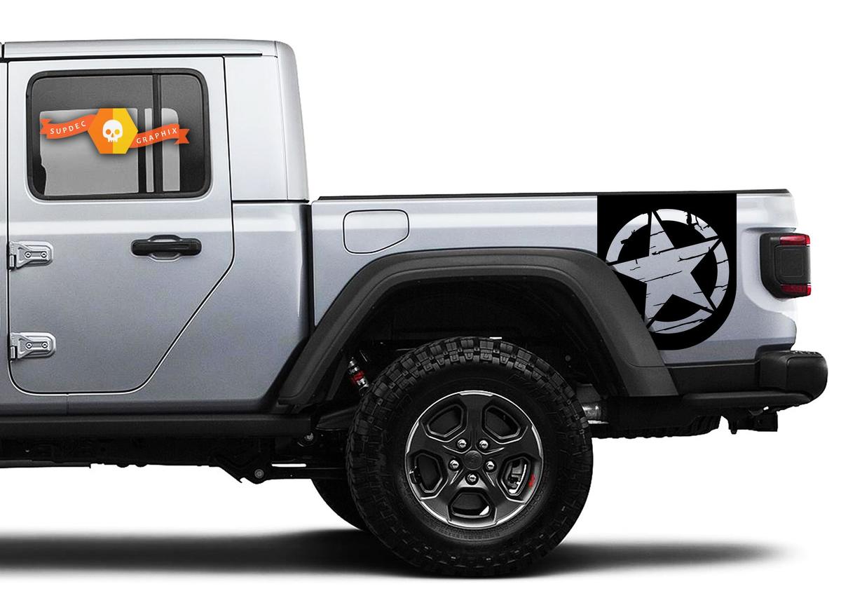 Destroyed Military Star Bedside Vinyl Decal Sticker for Jeep Gladiator