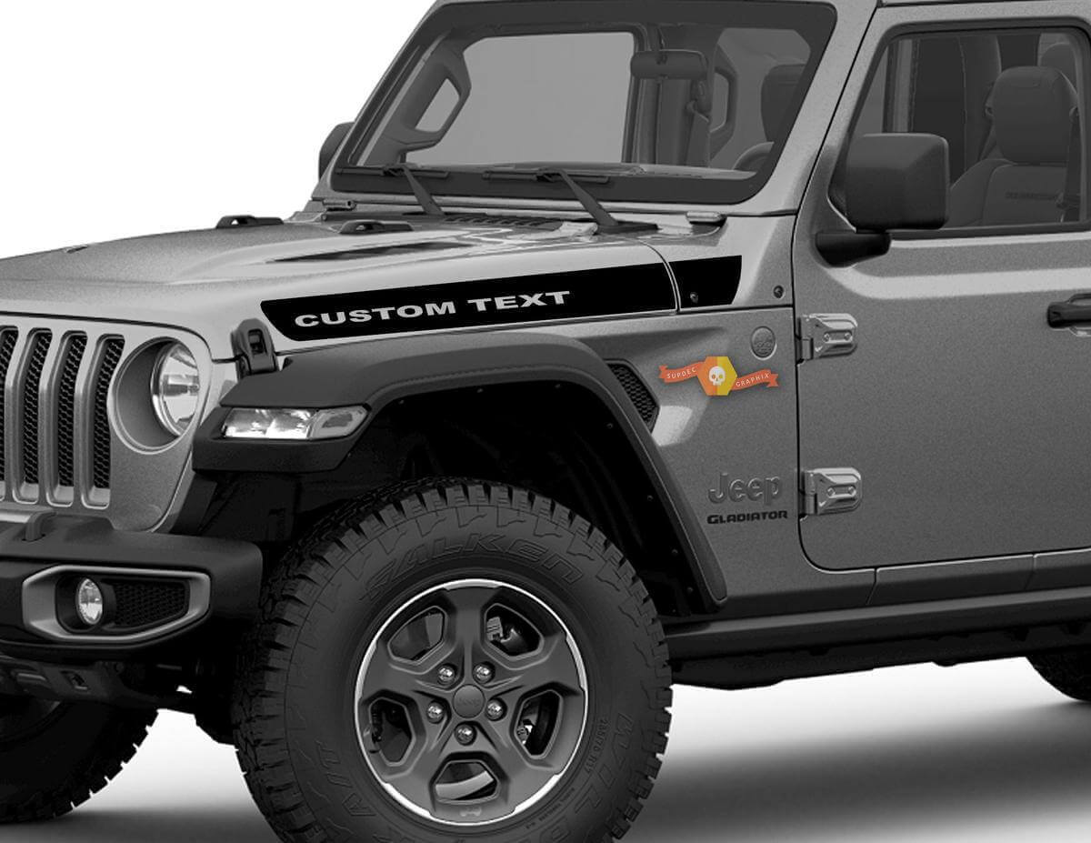 Custom Text Side Hood Stripe Vinyl Decal Kit for Jeep Gladiator JT and Wrangler JL