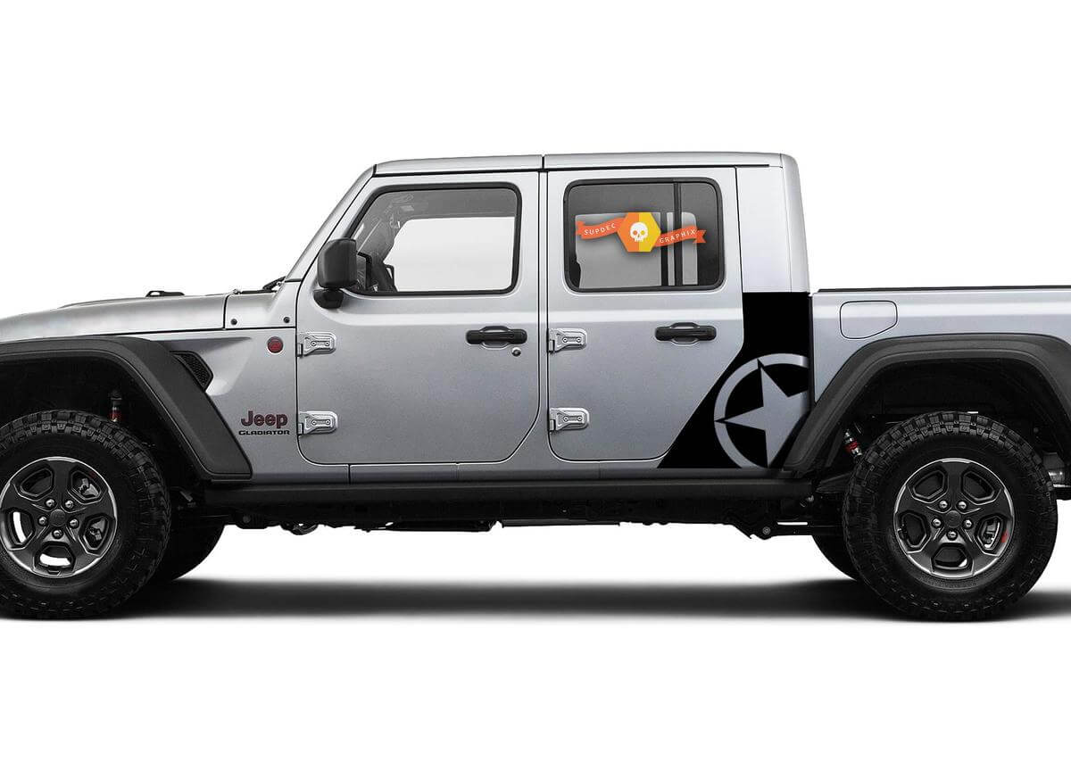 Side War Star Factory Style Body Vinyl Graphic Stripes Sticker Decal for Jeep Gladiator JT
