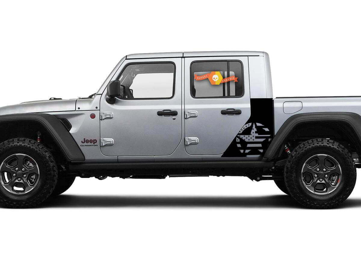Flag USA Star Style Side Vinyl Decal Sticker for Jeep Gladiator