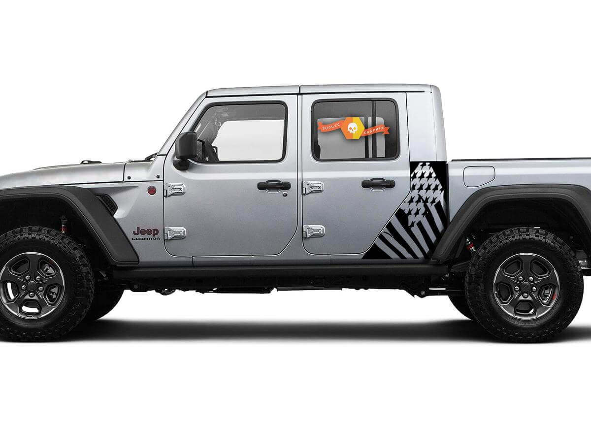 Side Flag USA Body Vinyl Graphic Kit Decal Sticker 2 for Jeep Gladiator