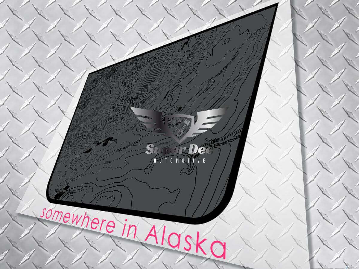 Blackout Topographic Map Vinyl Hood Decal for Jeep Wrangler and Gladiator