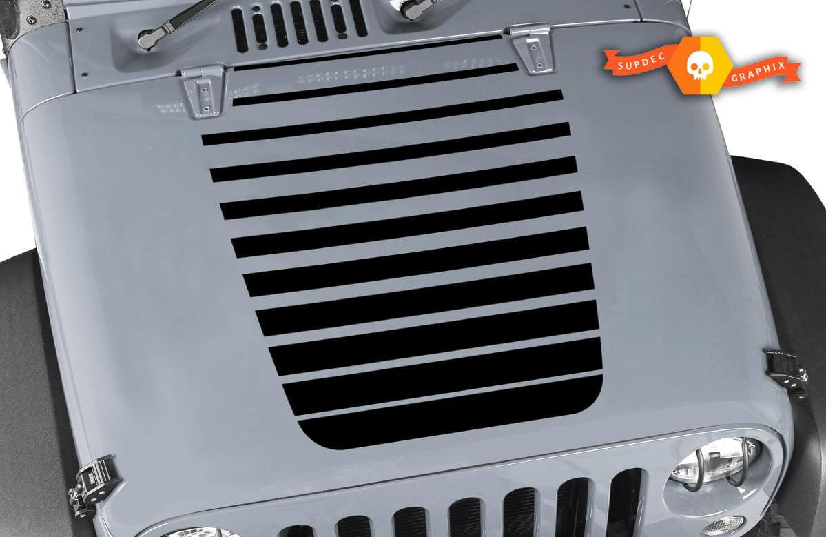 Hood with Stripes Vinyl Sticker for Jeep Wrangler JK LJ TJ