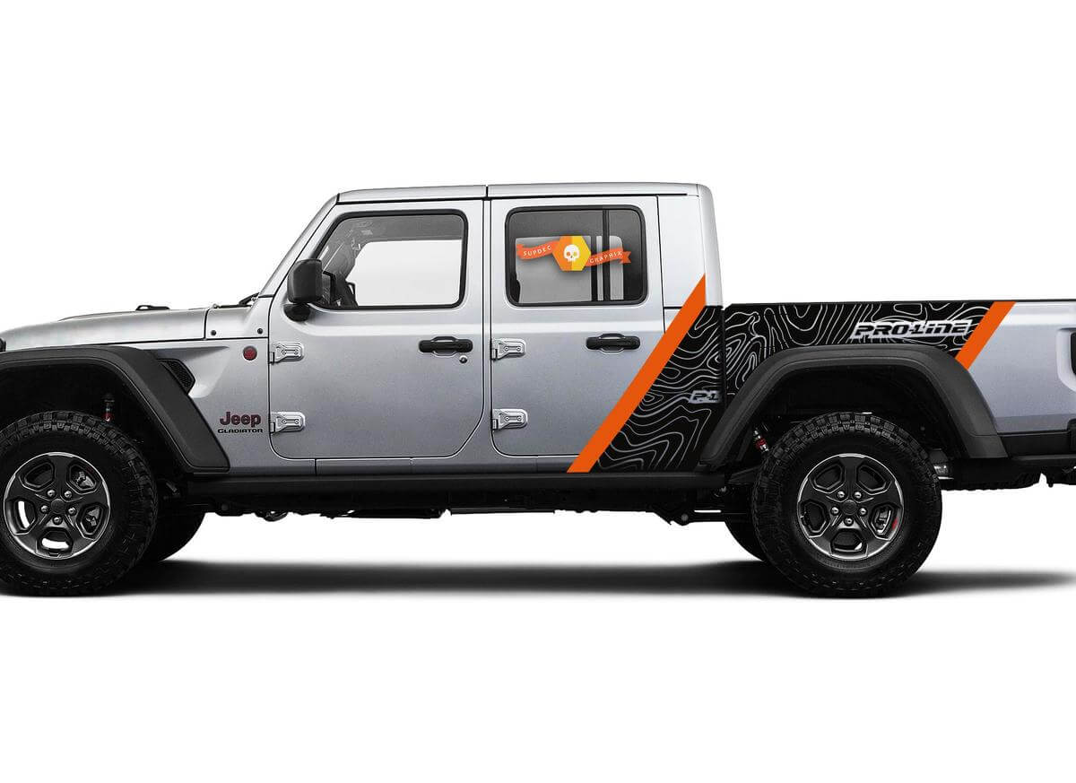 Pro-Line Topographic Map Side Vinyl Decal Kit for Jeep Gladiator