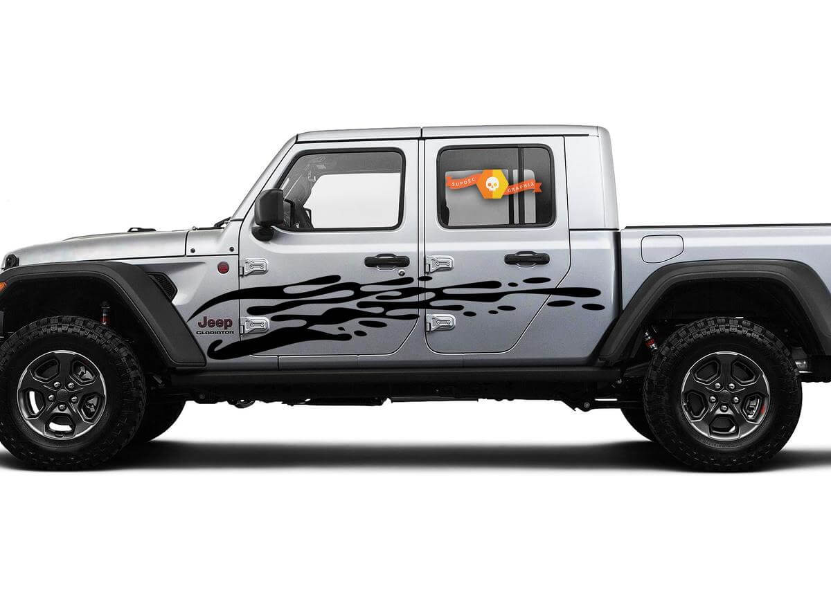 Extra Large Side Drip Style Vinyl Decal Sticker Graphics Kit for Jeep Gladiator JT