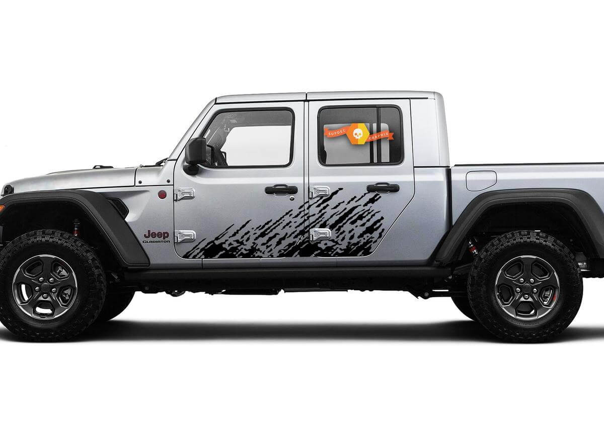 Extra Large Side Splash Unique Big Two Style Traces of Dirt Vinyl Decal Sticker Graphics Kit for Jeep Gladiator JT