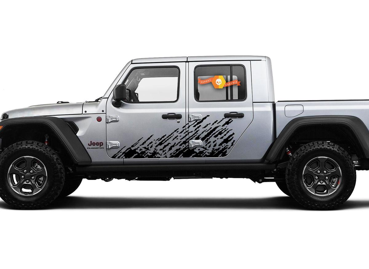 Jeep Gladiator Side Extra Large Side Splash einzigartige Big Two Style Spuren von Schmutz Vinyl Aufkleber Aufkleber Grafik-Kit für JT 2018-2021